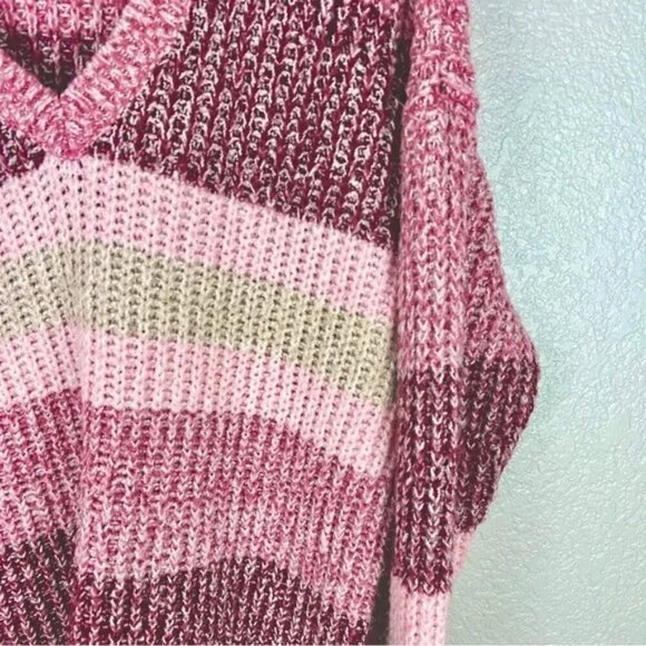 Torrid Pullover Slouchy V-Neck Tunic Sweater, Multi Stripe Pink 1 (1X, 14-16) - Picture 5 of 8